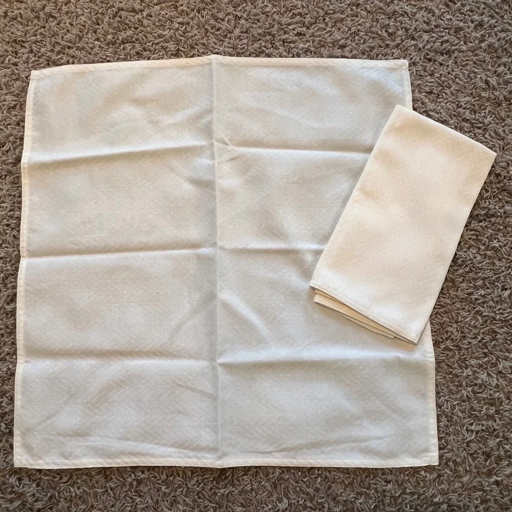 Lauren Ralph Lauren Cream Chevron‎ Woven Cloth Napkins Set of 2 Square 20x20